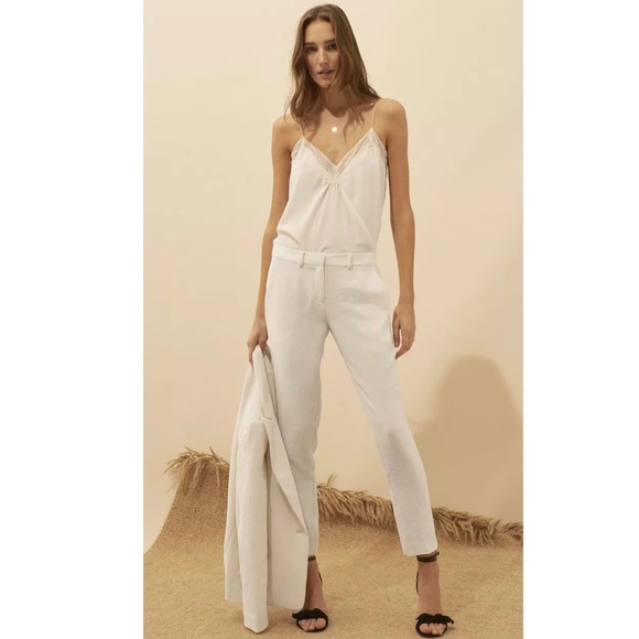 NEW BA&SH BEIGE CROPPED SLIM LEG PANTS - Picture 8 of 9